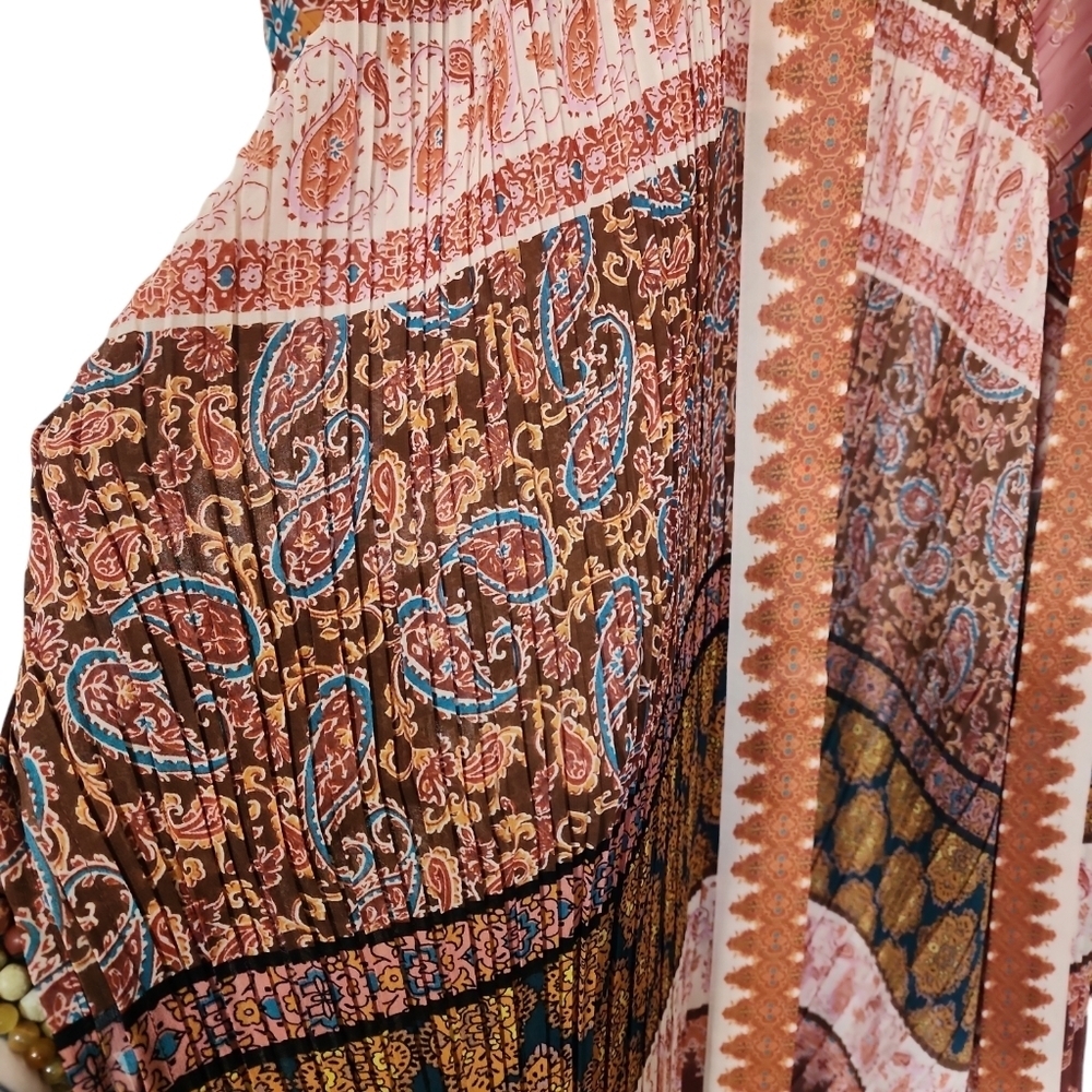 NWT DR2 Bohemian Open Front Kimono Wrap - Earthy Paisley Print - Picture 5 of 9
